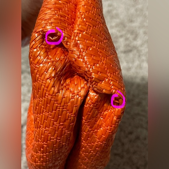 Elaine Turner Beach Grass Bamboo Handles Handbag with Matching Mirror - Picture 9 of 10